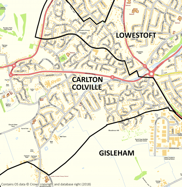 Carlton Colville Town Council Boundary Built up Area v2